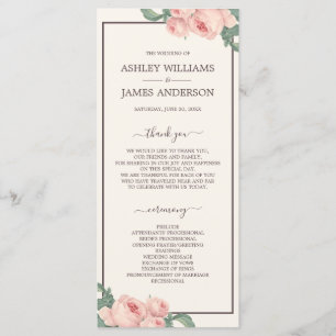 Programme Chic Floral Rose Vintage Rose Mariage blanc cassé
