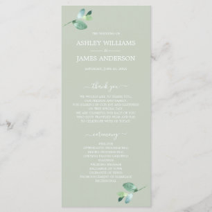 Programme Chic Script Eucalyptus Foliage Mariage vert
