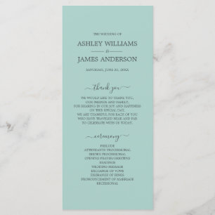 Programme Chic Script Pastel Bleu Simple Minimal Mariage