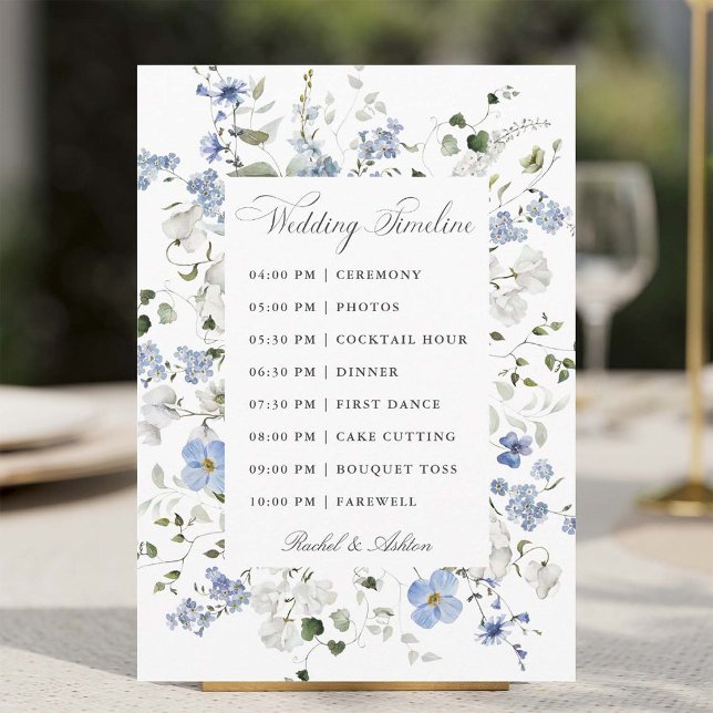 Programme Chronologie de mariage florale bleue blanche verte (Créateur téléchargé)