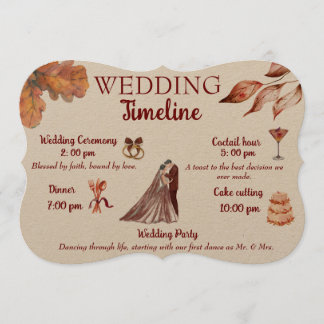 Programme Chronologie du Mariage d'automne rustique et confo