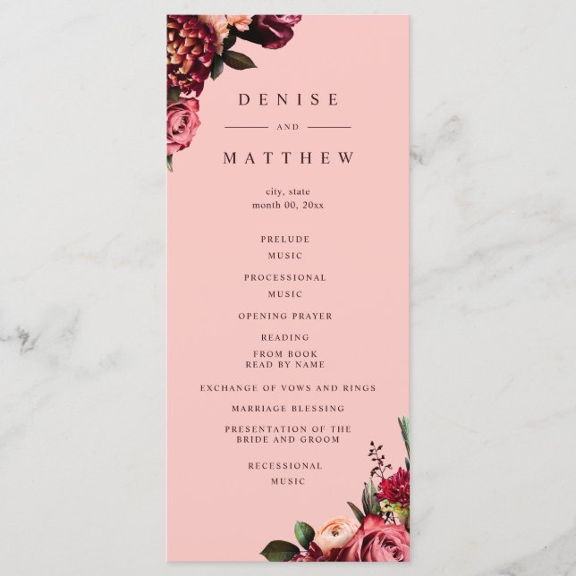 Programme Chrysanthème romantique sur rose arachnéen (Devant)