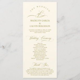 Programme Classic Elegance Gold Script, Cérémonie Mariage
