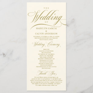 Programme Classic Elegance Gold Vintage, Ceremony Mariage Pr