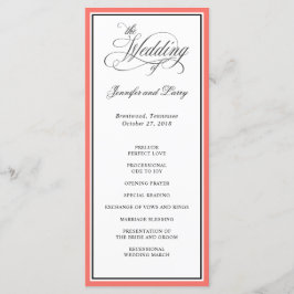 Programme Classic Élégant Calligraphie Script Mariage Coral