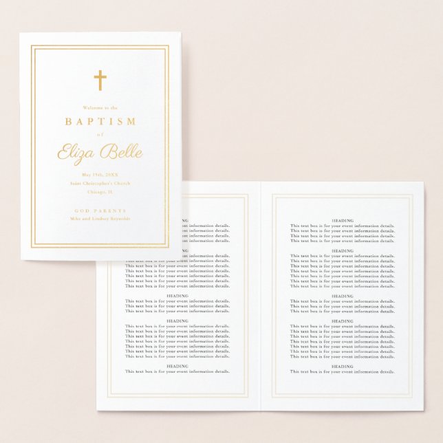 Programme Classique de Baptême Religieux avec Feui (Affichage)