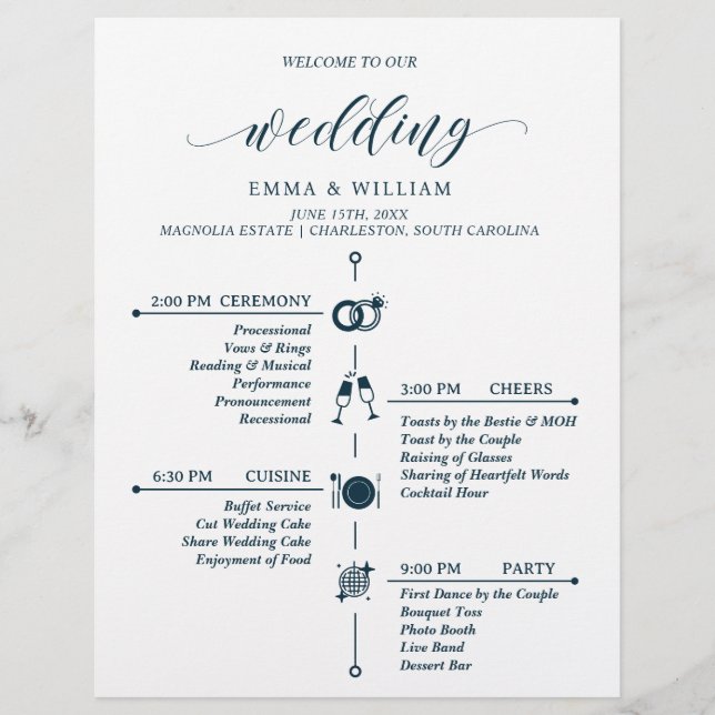 Programme classique de mariage chronologique (Devant)