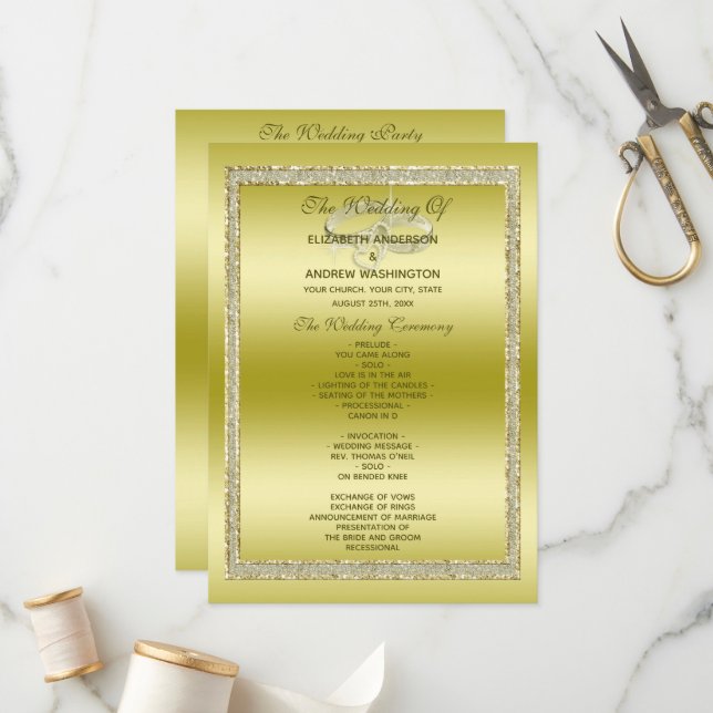 Programme Classy Gold Parties scintillant & Mariage Rings Pr (Devant/Arrière en situation)