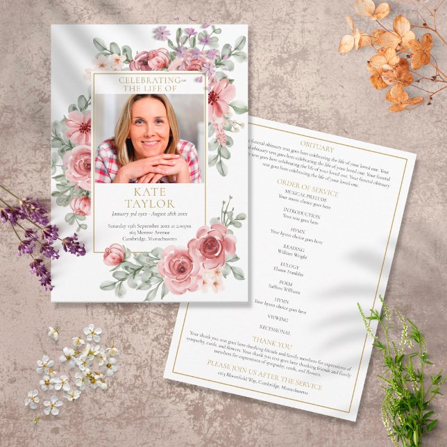 Programme Commande de service funéraire florale rose poussié (Créateur téléchargé)