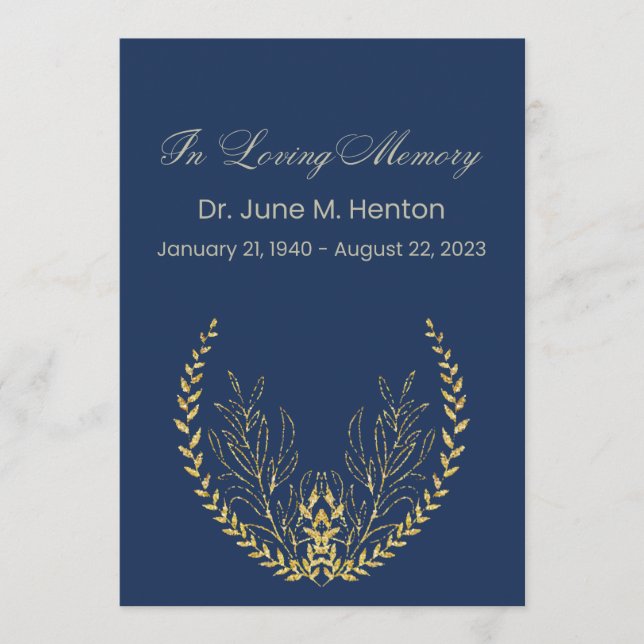 Programme commémoratif funéraire de la feuille d'o (Devant)