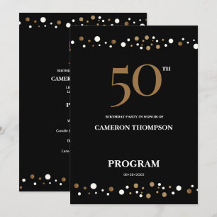 Programme Confetti Gold et Noir modifiable 50e anniversaire