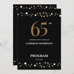Programme Confetti Gold et Noir modifiable 65e anniversaire