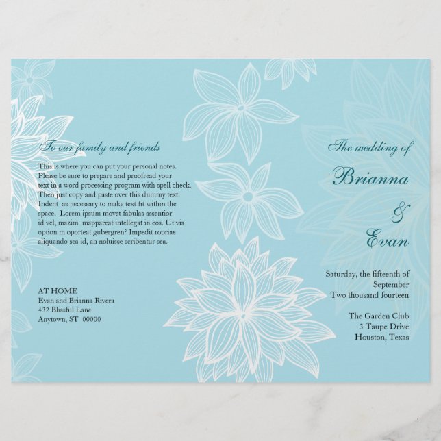 Programme Contoured Bloom Sapphire Wedding Circula (Devant)