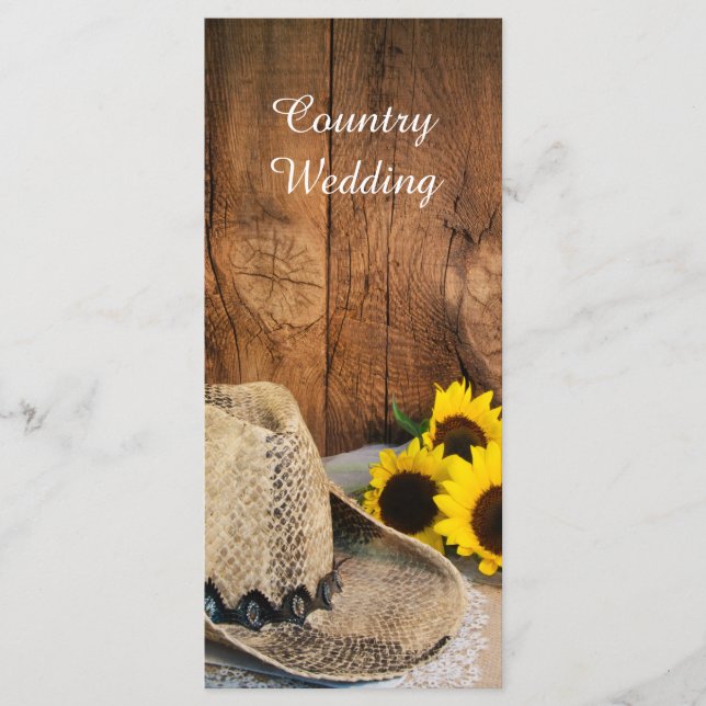 Programme Cowboy Casquette Sunflowers Grange Wood Wedding Pr (Devant)