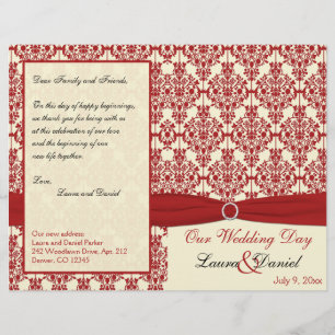 Programme Cream et Red Mariage damassé