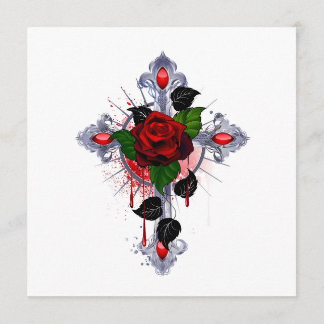 Programme Croix d'argent avec une rose rouge (Devant)
