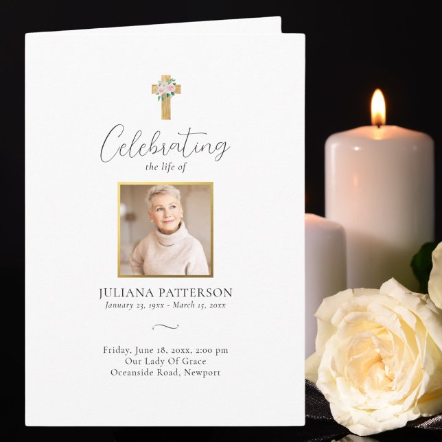 Programme Croix rose Photos Funérailles Ordre de service (Créateur téléchargé)