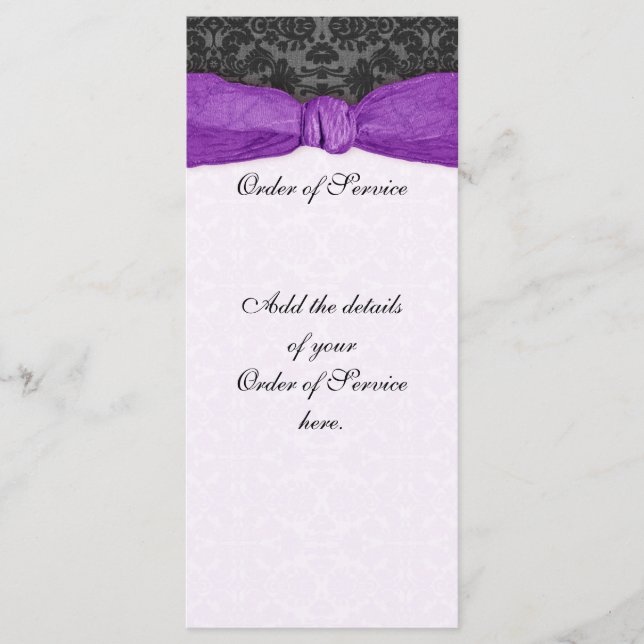 Programme Damask Ribbon Emballé Ordre de service - Violet (Devant)