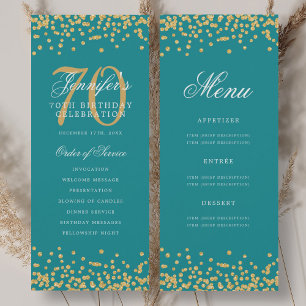 Programme de 70e anniversaire Menu Confettis Turqu