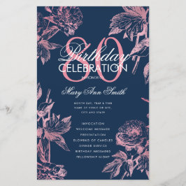 Programme de 80e anniversaire floral Rose Gold Nav