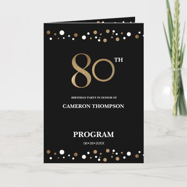 Programme de 80e anniversaire Gold et Black confet (Devant)