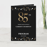 Programme de 85e anniversaire Gold et Black confet