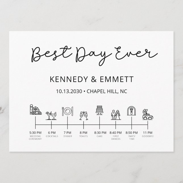 Programme de calendrier du jour du mariage de la g (Devant)