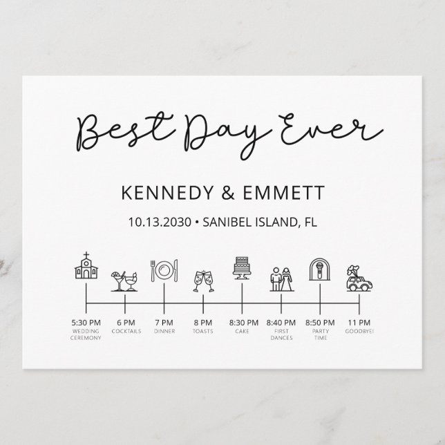 Programme de calendrier du jour du mariage de l'ég (Devant)