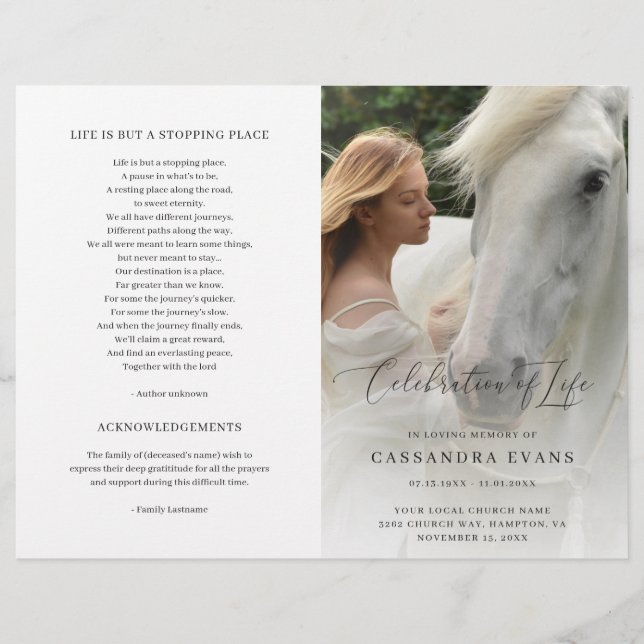 Programme de célébration de la vie moderne et élég (Devant)