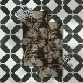 Programme de cérémonie à motif botanique marron ru