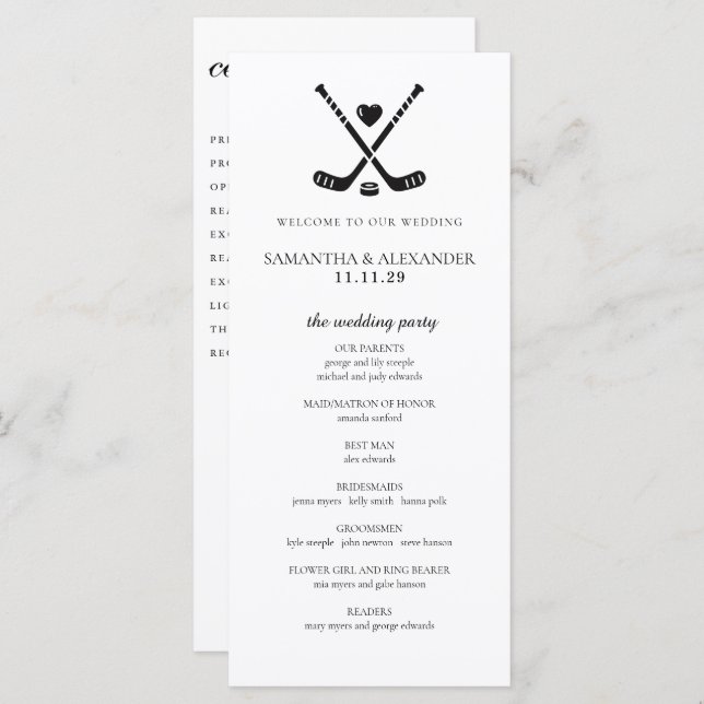 Programme de cérémonie d'amour du hockey (Devant / Derrière)