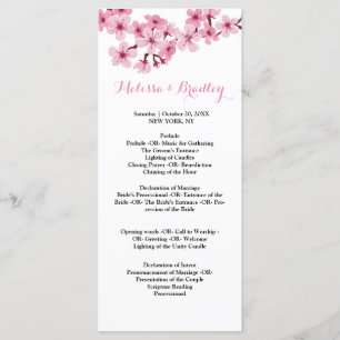 Programme de cérémonie de la floraison rose blanc