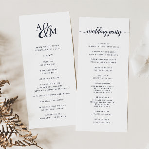 Programme de cérémonie de mariage à monogramme esp
