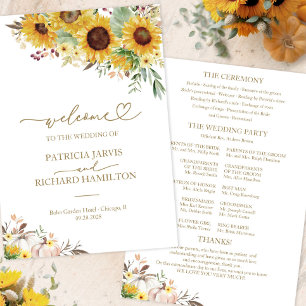 Programme de cérémonie de mariage automnal citroui