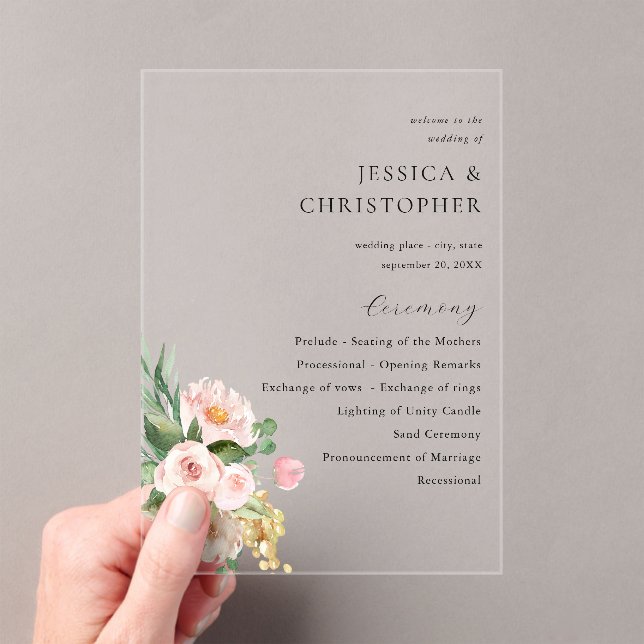 Programme de Cérémonie de Mariage champagne et ros (In situ (ordinateur de poche))