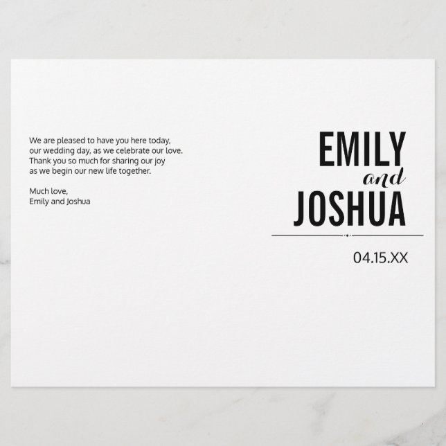 Programme de cérémonie de Mariage clair Modèle per (Devant)