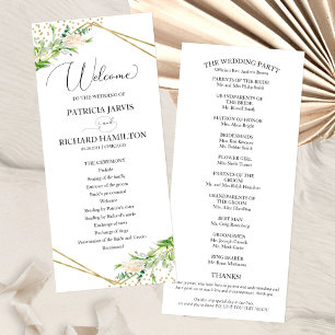 Programme de cérémonie de mariage de bienvenue Ver