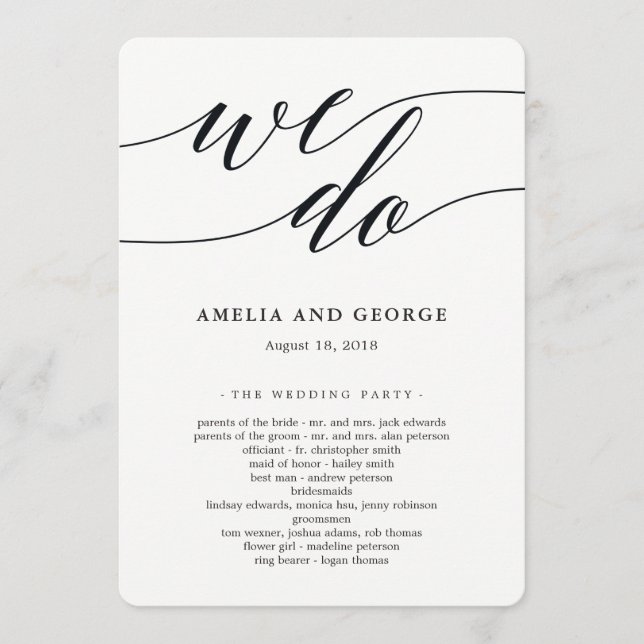 Programme de cérémonie de mariage de style moderne (Devant)