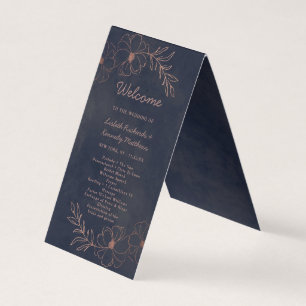 Programme de cérémonie de Mariage d'or bleu et Ros