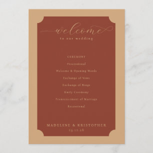 Programme de cérémonie de mariage élégant en terre