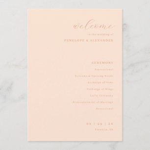 Programme de cérémonie de mariage Élégante Pêche