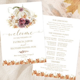 Programme de cérémonie de mariage floral automnal