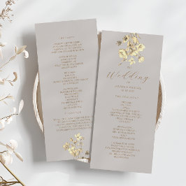 Programme de cérémonie de mariage floral bohème d'