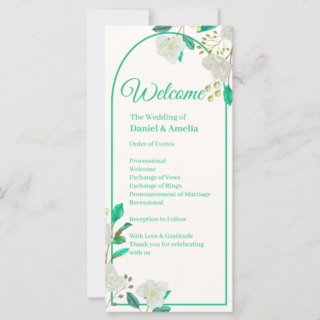 Programme de cérémonie de mariage Mint Arch  (Devant)