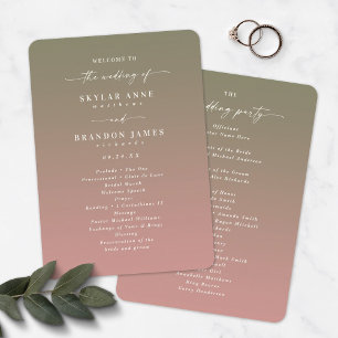 Programme de cérémonie de mariage Ombre Green & Du