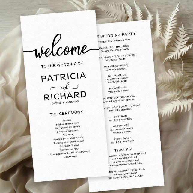 Programme de cérémonie de mariage ordre de la célé (Créateur téléchargé)