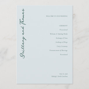 Programme de cérémonie de mariage Serene Blue