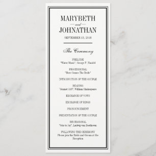 Programme de cérémonie de mariage simple et élégan