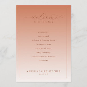 Programme de cérémonie de mariage Warm Peach