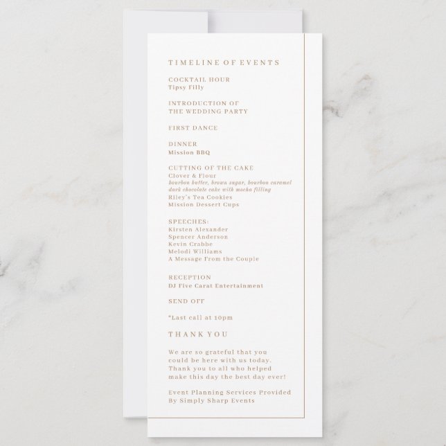 Programme de cérémonie des mariages (Dos)